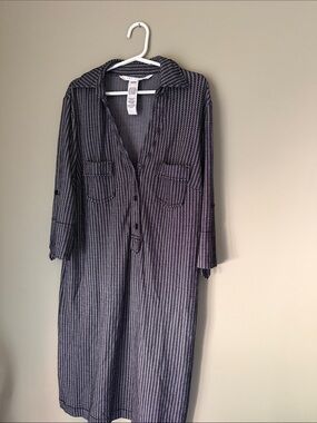Women's Navy Patterned Sleep Shirt
